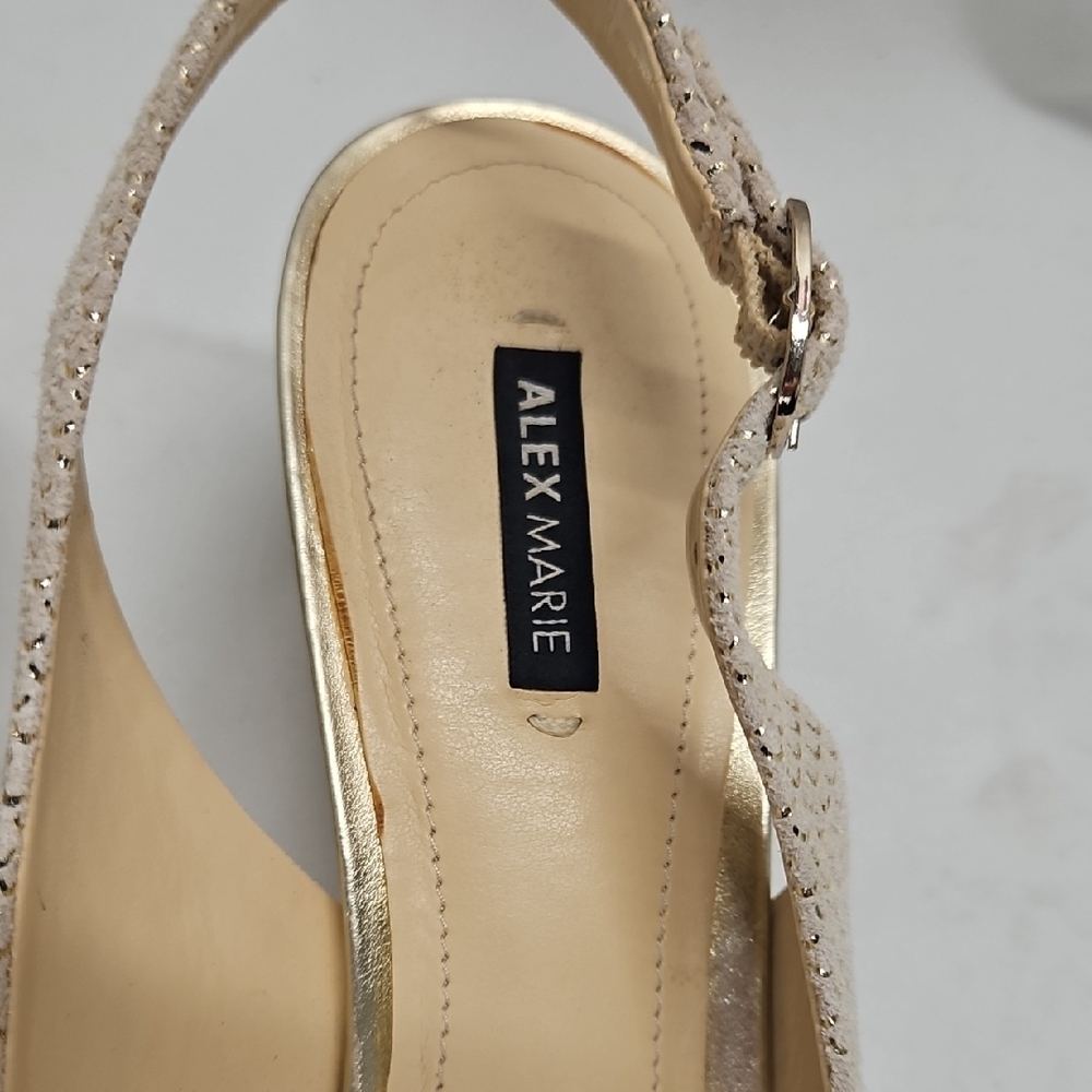 Alex Marie Marla Rhinestone Beaded Gold Pump Heel - Picture 2 of 10